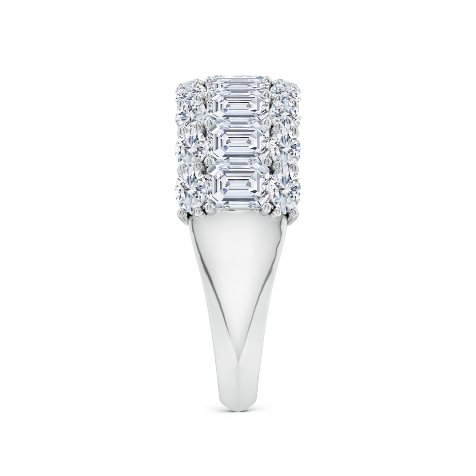 4x3mm FGVS Lab-Grown Emerald-Cut and Oval Diamond Triple Layer Wedding Ring in P950 Platinum side 299