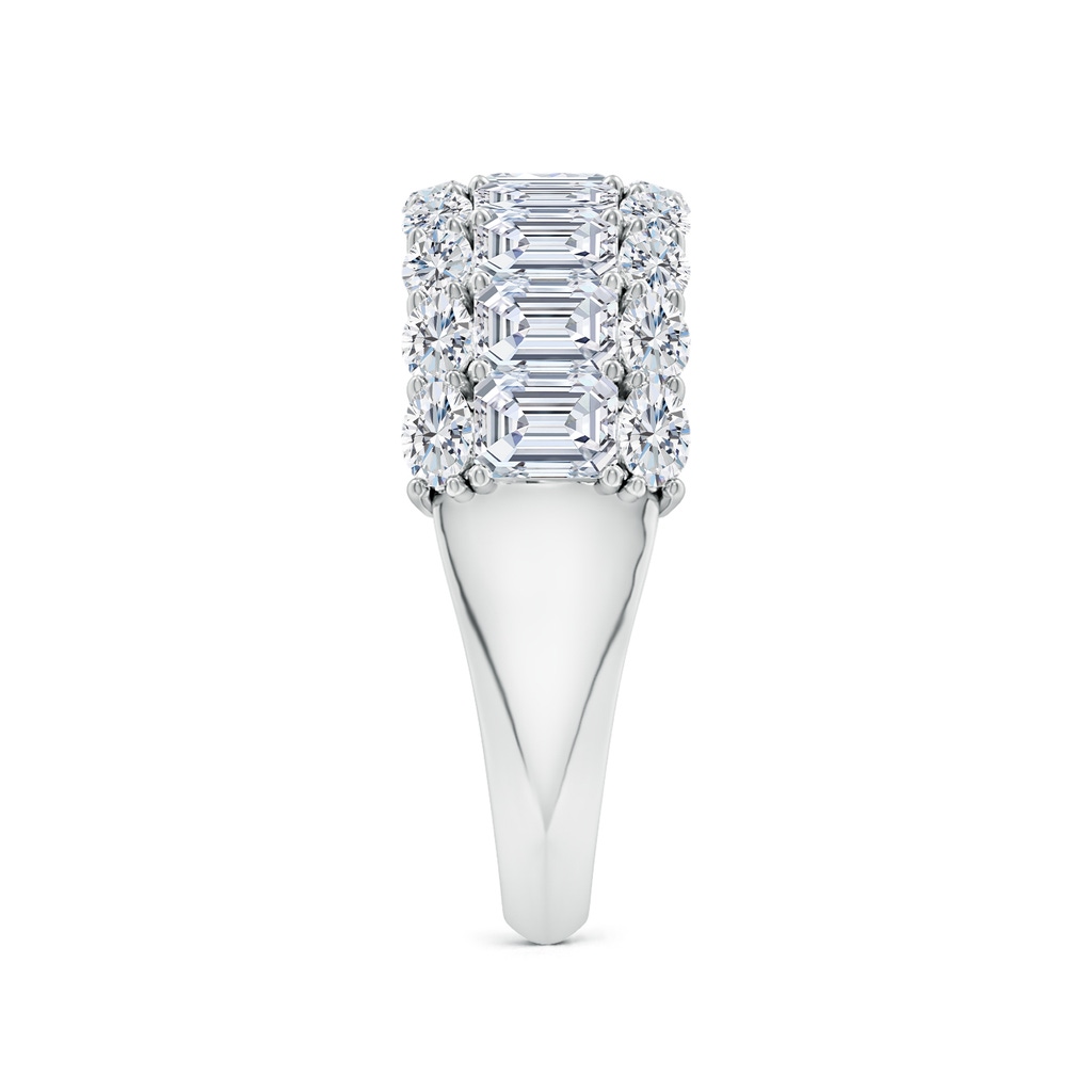 4x3mm FGVS Lab-Grown Emerald-Cut and Oval Diamond Triple Layer Wedding Ring in White Gold Side 299