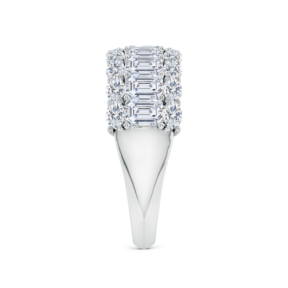 4x3mm FGVS Lab-Grown Emerald-Cut and Oval Diamond Triple Layer Wedding Ring in White Gold side 299