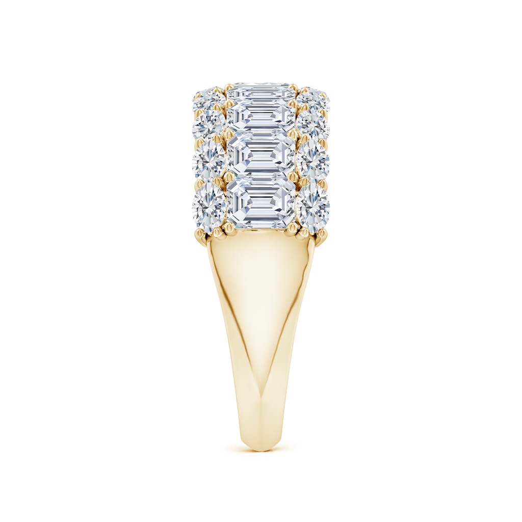 4x3mm FGVS Lab-Grown Emerald-Cut and Oval Diamond Triple Layer Wedding Ring in Yellow Gold Side 299