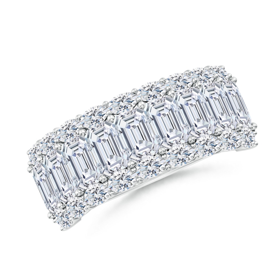 5x3mm FGVS Lab-Grown Emerald-Cut and Oval Diamond Triple Layer Wedding Ring in P950 Platinum 