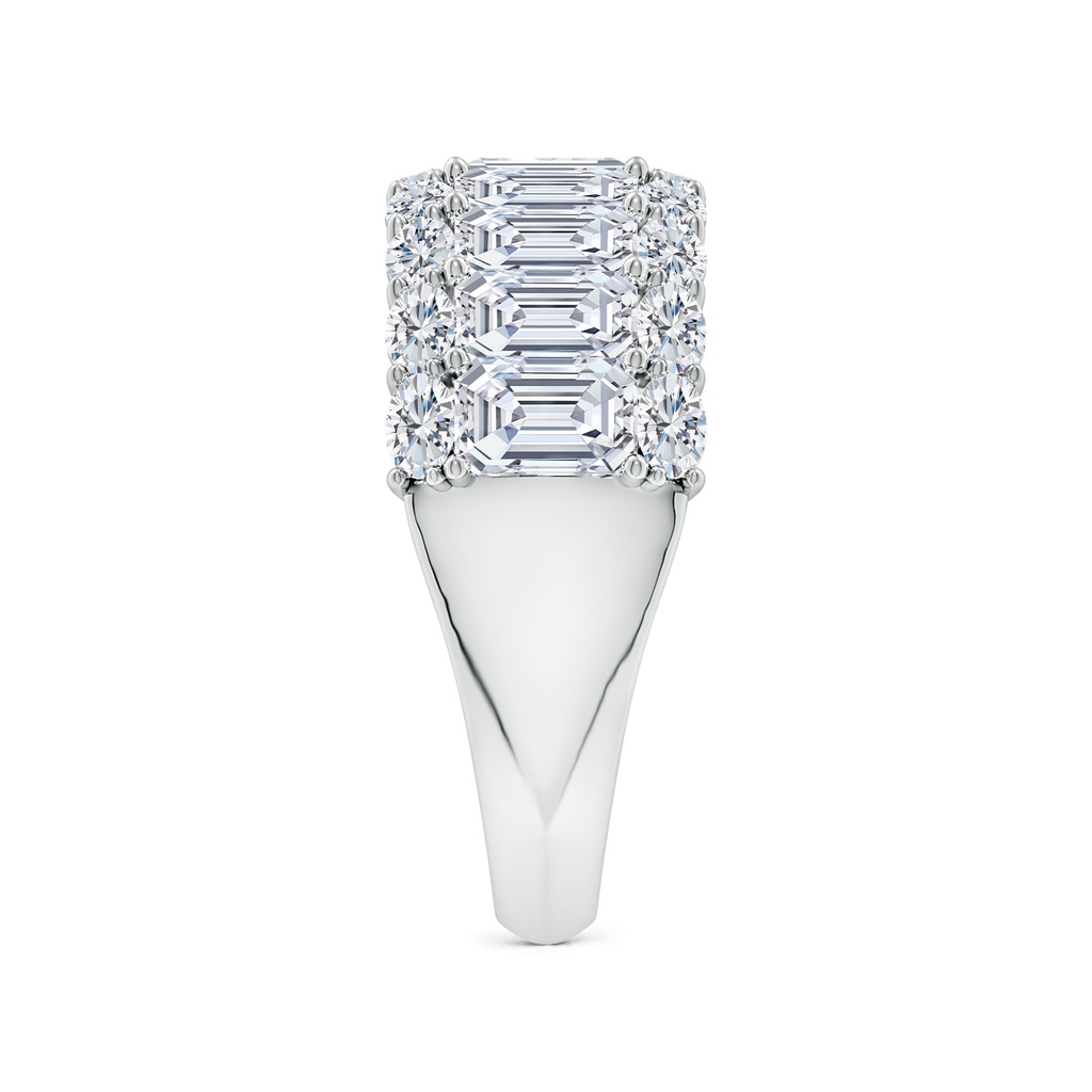 5x3mm FGVS Lab-Grown Emerald-Cut and Oval Diamond Triple Layer Wedding Ring in White Gold Side 299