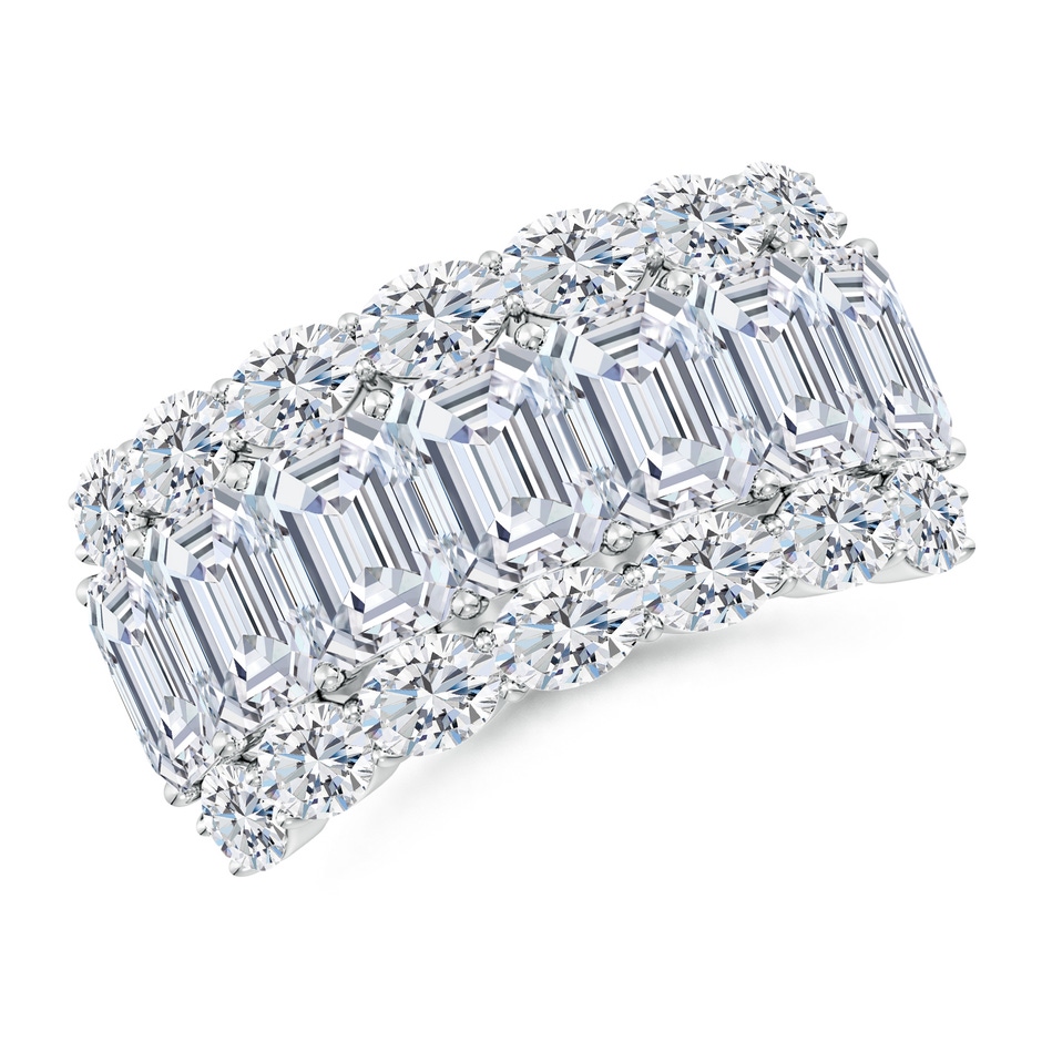 6x4mm FGVS Lab-Grown Emerald-Cut and Oval Diamond Triple Layer Wedding Ring in P950 Platinum 