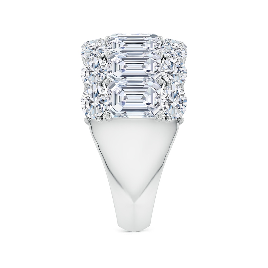 6x4mm FGVS Lab-Grown Emerald-Cut and Oval Diamond Triple Layer Wedding Ring in P950 Platinum side 299