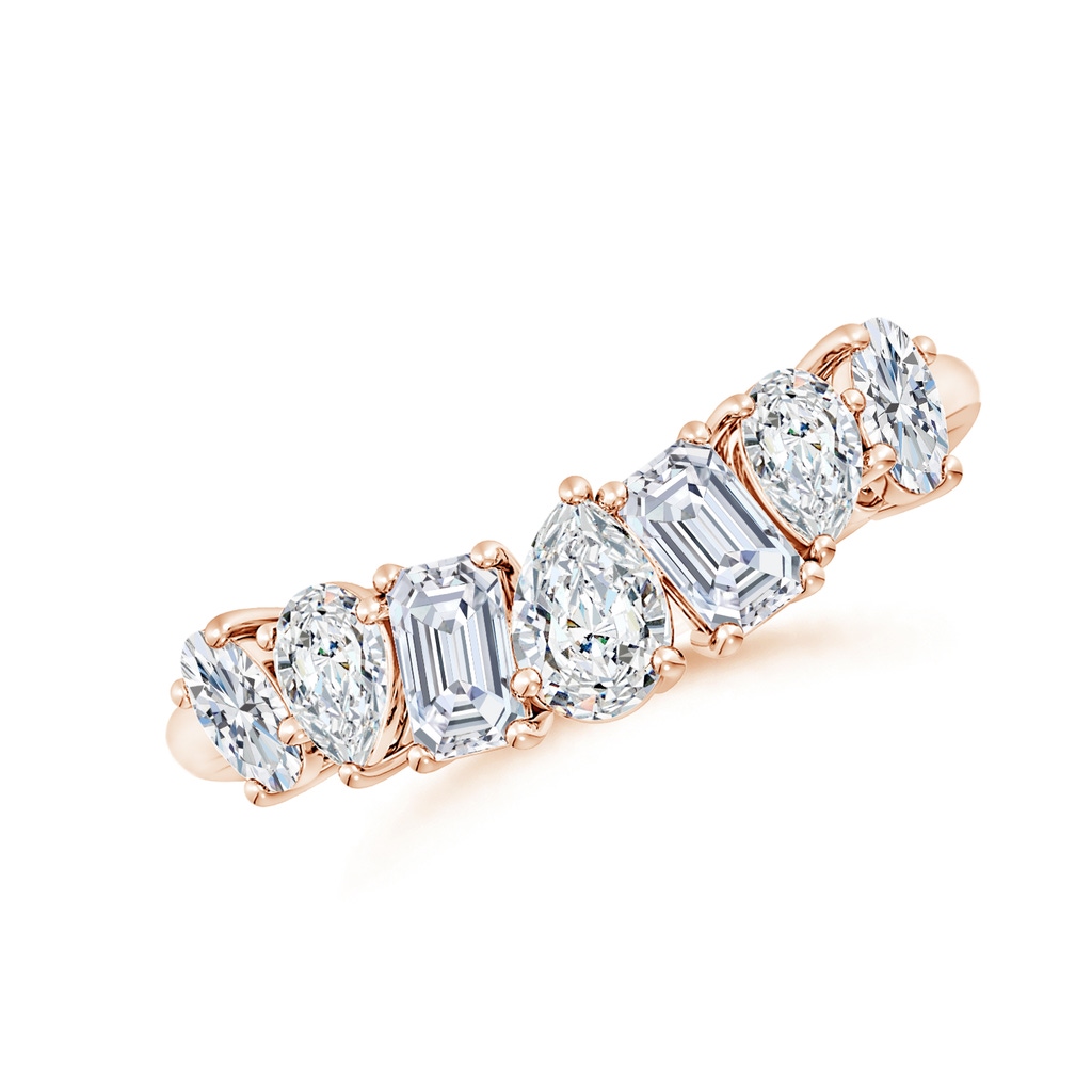 5x3mm FGVS Lab-Grown Multi-Shape Diamond Contoured Wedding Ring in Rose Gold