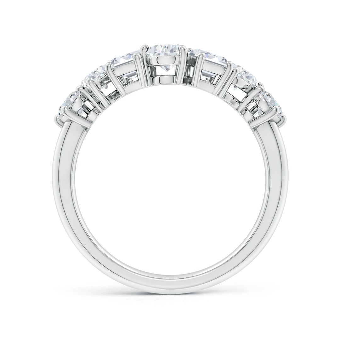 6x4mm FGVS Lab-Grown Multi-Shape Diamond Contoured Wedding Ring in 18K White Gold - side 3