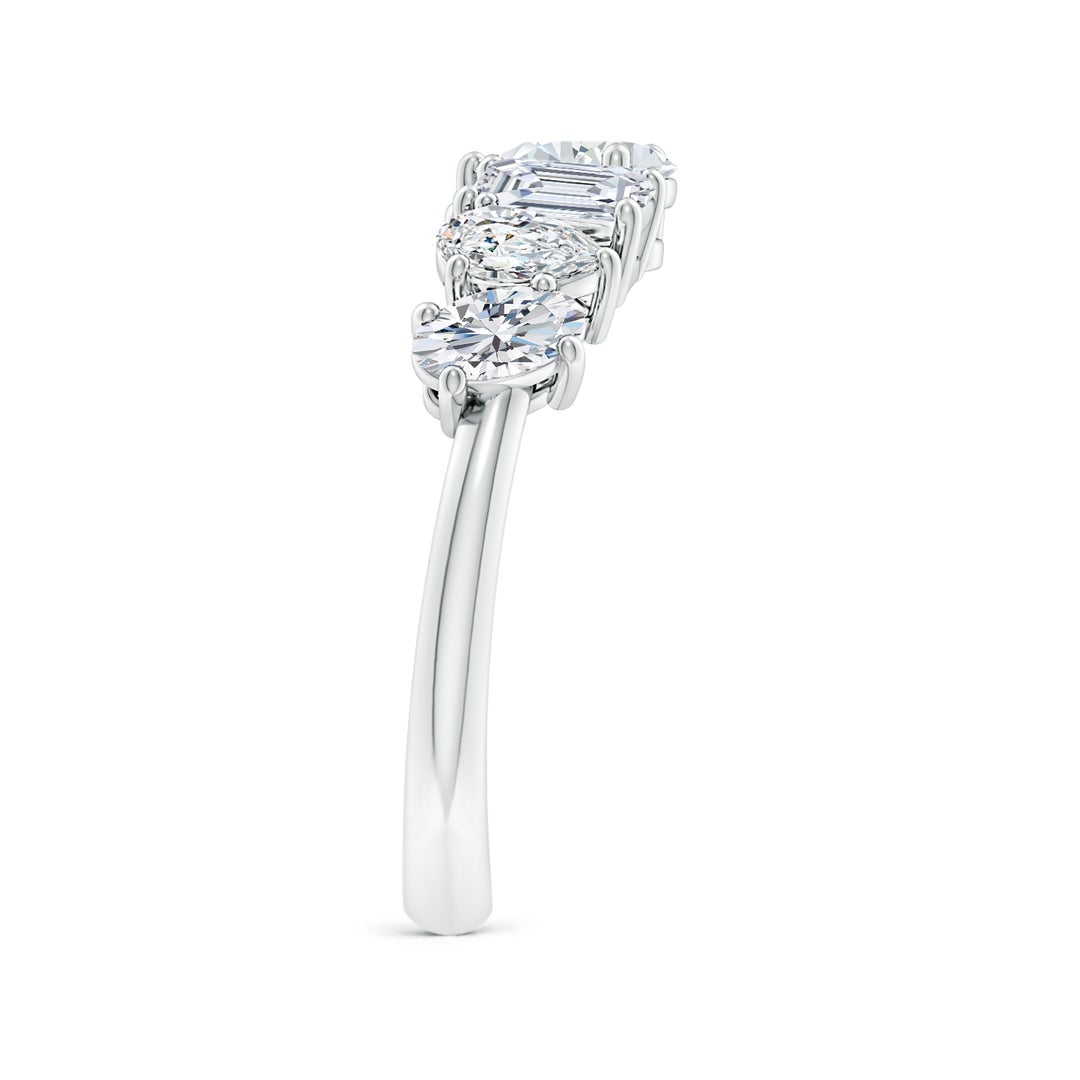 6x4mm FGVS Lab-Grown Multi-Shape Diamond Contoured Wedding Ring in 18K White Gold - side 4
