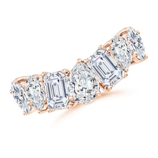 7x5mm FGVS Lab-Grown Multi-Shape Diamond Contoured Wedding Ring in 18K Rose Gold