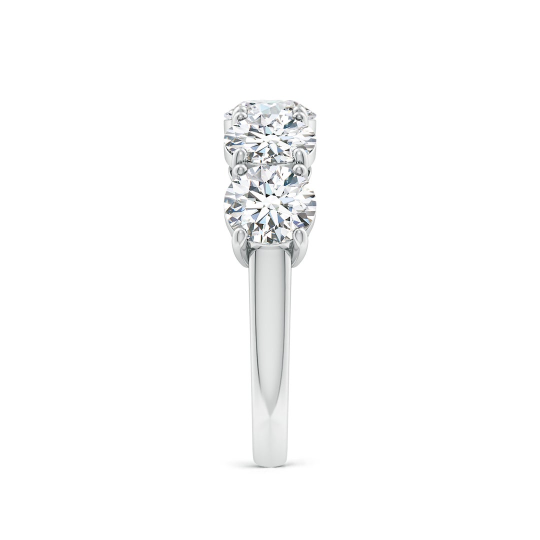 5.9mm FGVS Lab-Grown Round Diamond Five Stone Classic Anniversary Ring in 18K White Gold - side 4