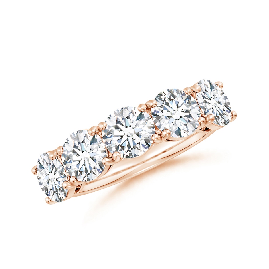 5.9mm FGVS Lab-Grown Round Diamond Five Stone Classic Anniversary Ring in Rose Gold 