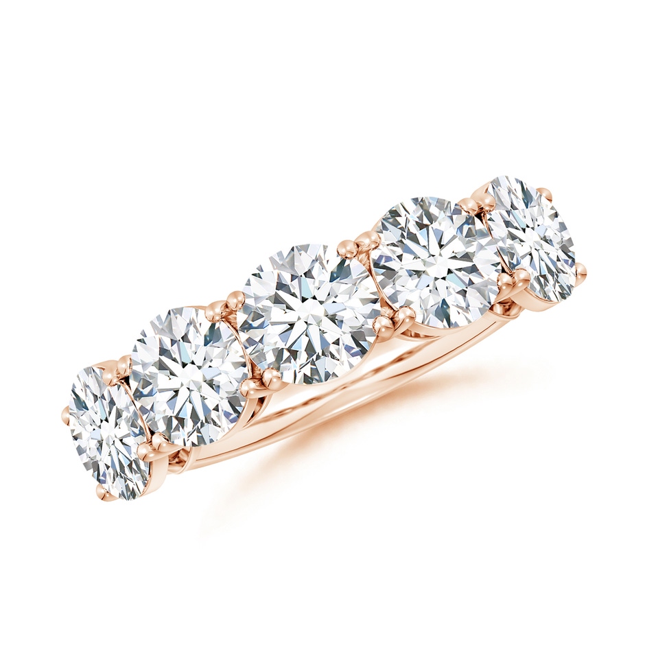 6.5mm FGVS Lab-Grown Round Diamond Five Stone Classic Anniversary Ring in 18K Rose Gold 
