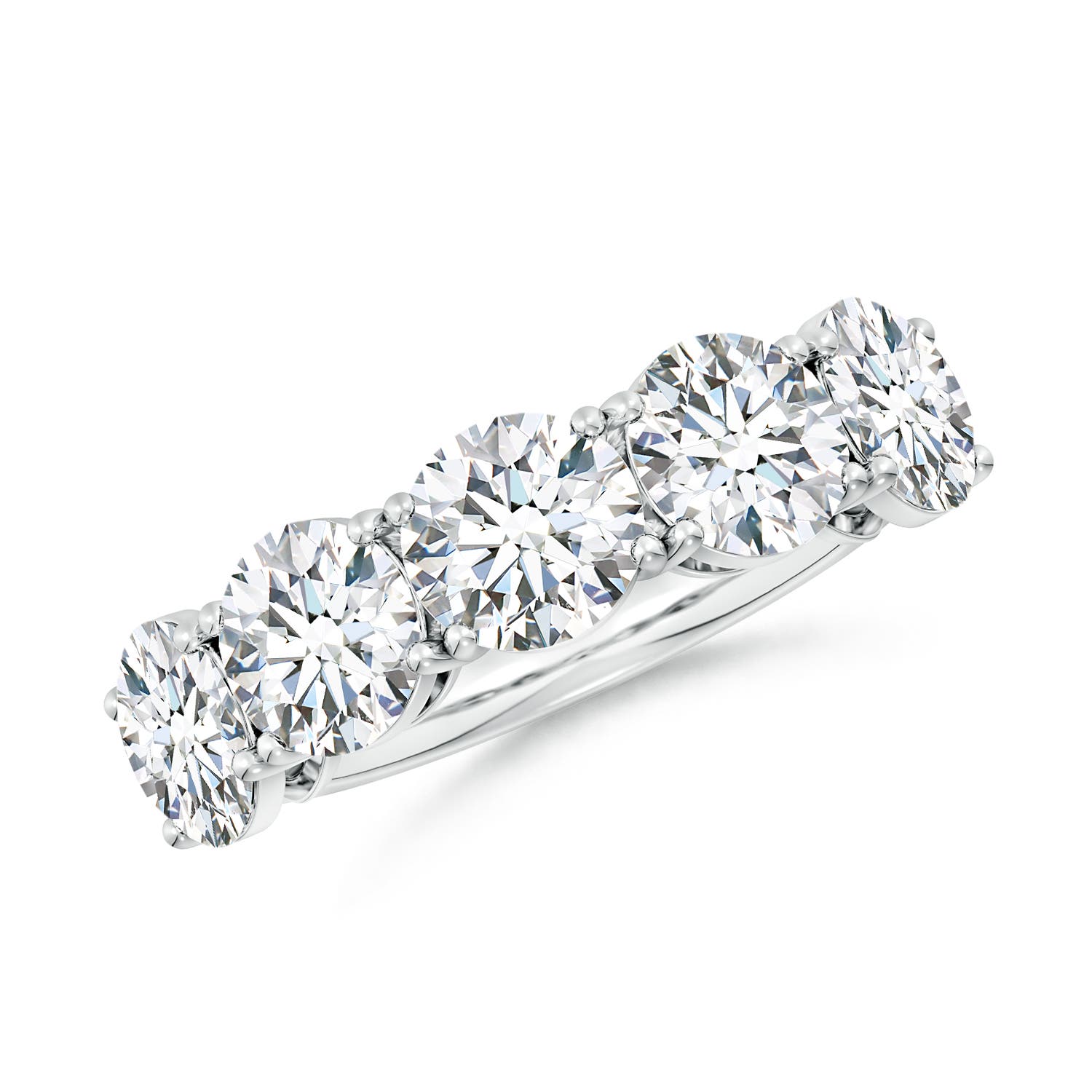 6.5mm FGVS Lab-Grown Round Diamond Five Stone Classic Anniversary Ring in P950 Platinum