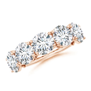 7.4mm FGVS Lab-Grown Round Diamond Five Stone Classic Anniversary Ring in 18K Rose Gold