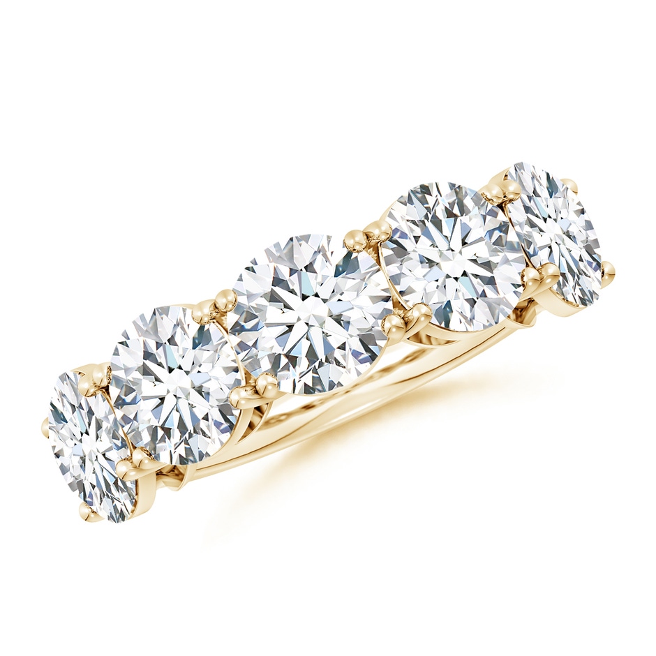 7.4mm FGVS Lab-Grown Round Diamond Five Stone Classic Anniversary Ring in Yellow Gold 