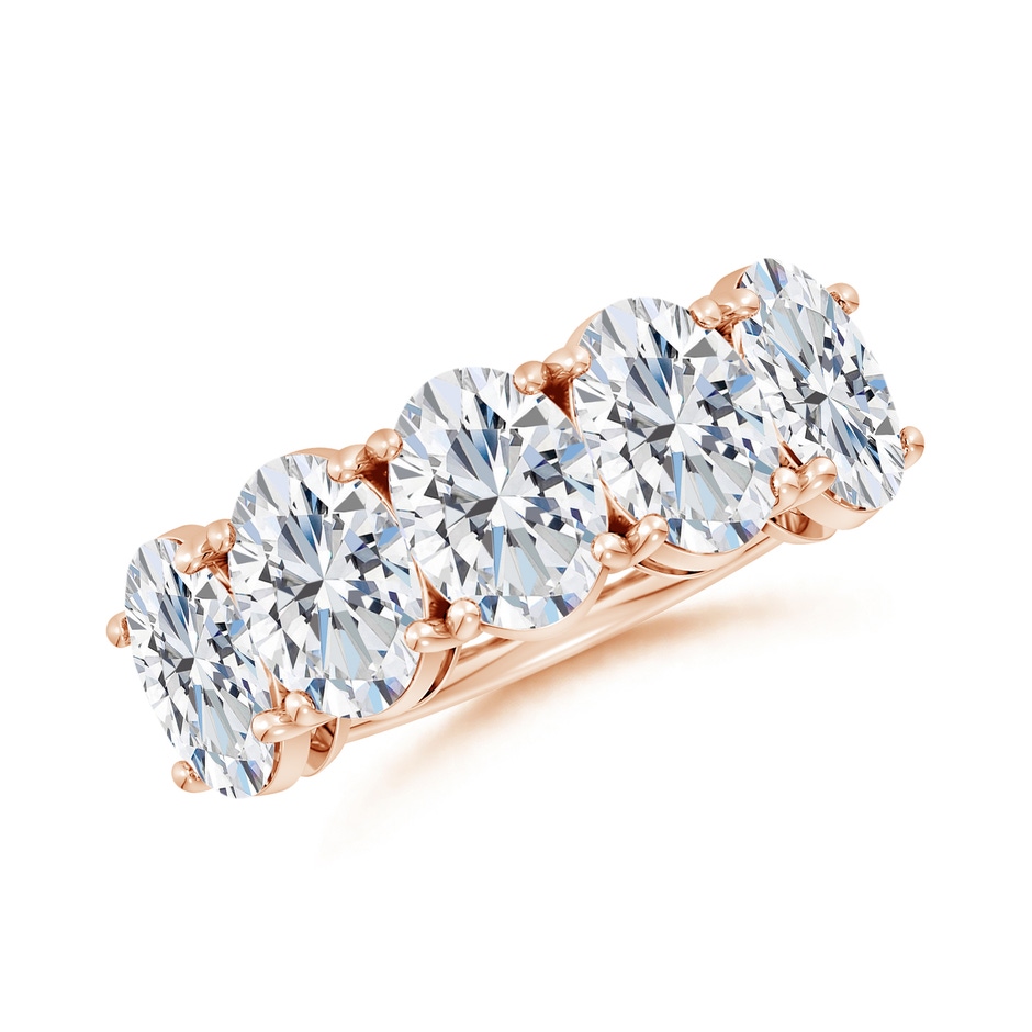7.7x5.7mm FGVS Lab-Grown Oval Diamond Five Stone Classic Anniversary Ring in Rose Gold 