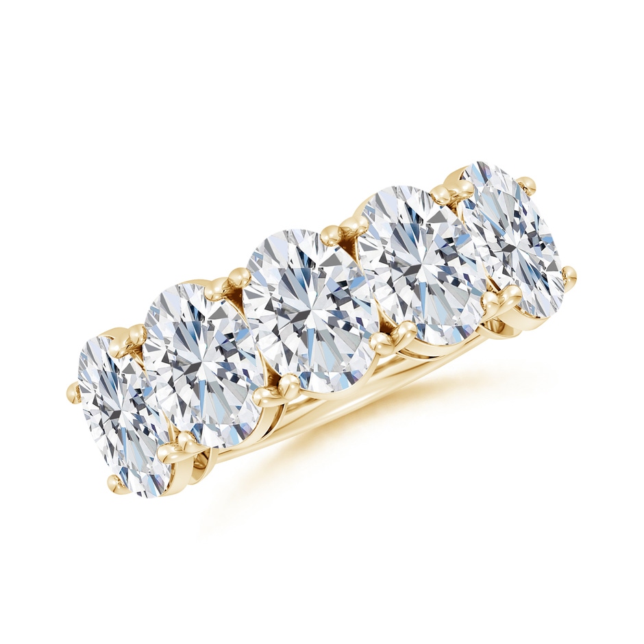 7.7x5.7mm FGVS Lab-Grown Oval Diamond Five Stone Classic Anniversary Ring in Yellow Gold 