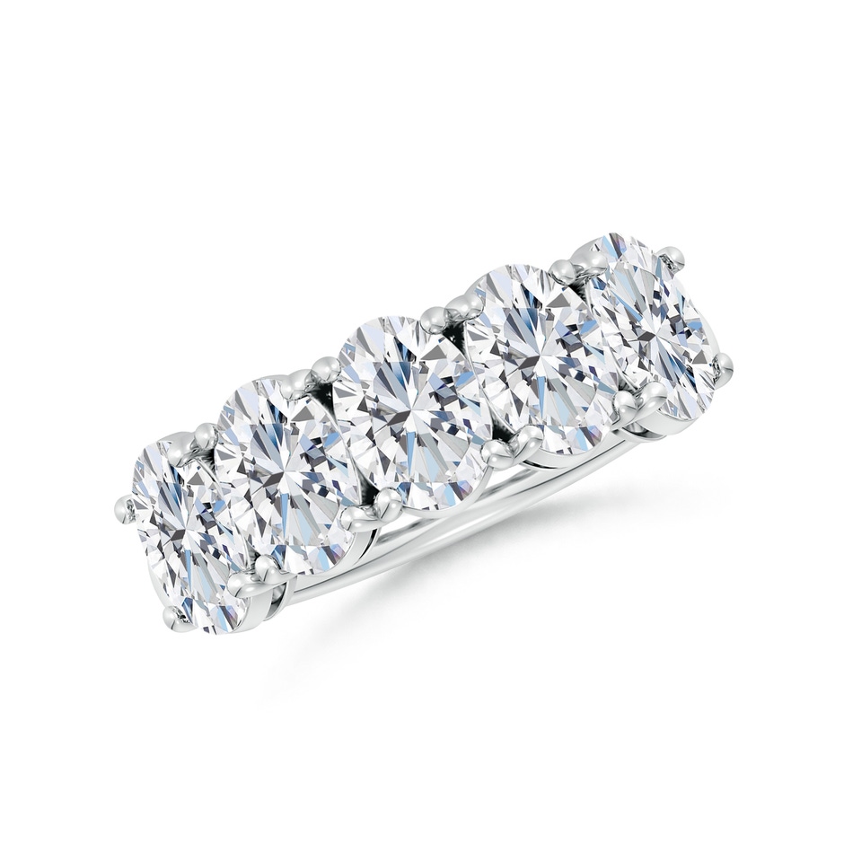 7x5mm FGVS Lab-Grown Oval Diamond Five Stone Classic Anniversary Ring in S999 Silver 