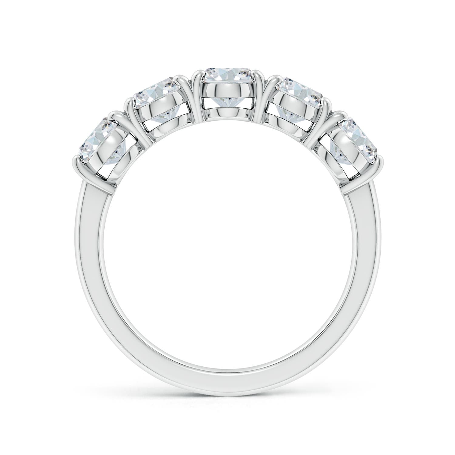 7x5mm FGVS Lab-Grown Oval Diamond Five Stone Classic Anniversary Ring in White Gold - side 3