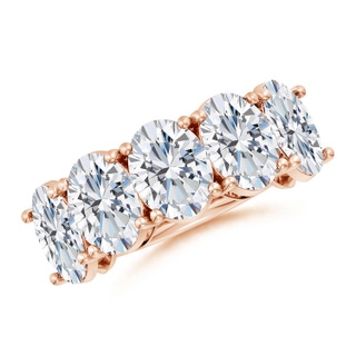 8.5x6.5mm FGVS Lab-Grown Oval Diamond Five Stone Classic Anniversary Ring in 18K Rose Gold
