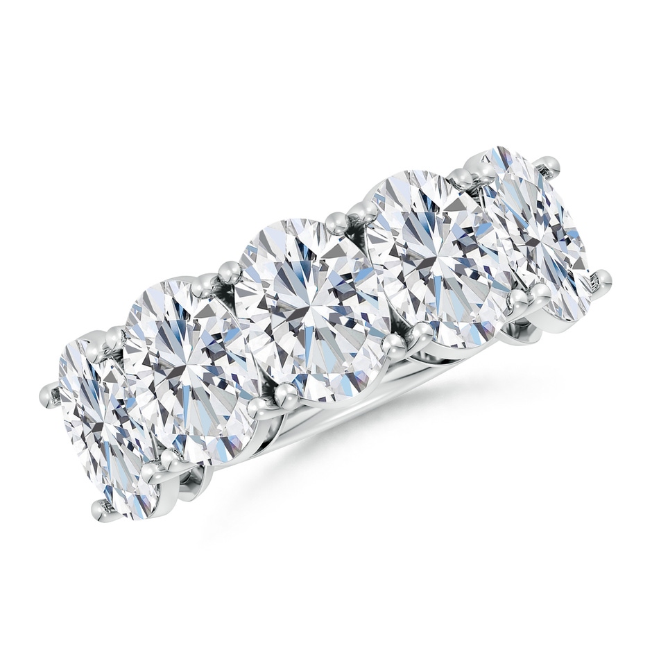 8.5x6.5mm FGVS Lab-Grown Oval Diamond Five Stone Classic Anniversary Ring in P950 Platinum 
