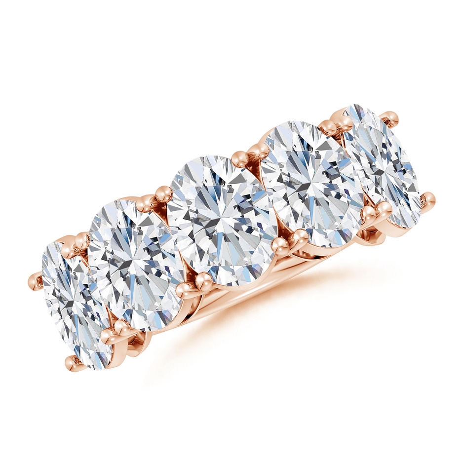 8.5x6.5mm FGVS Lab-Grown Oval Diamond Five Stone Classic Anniversary Ring in Rose Gold 