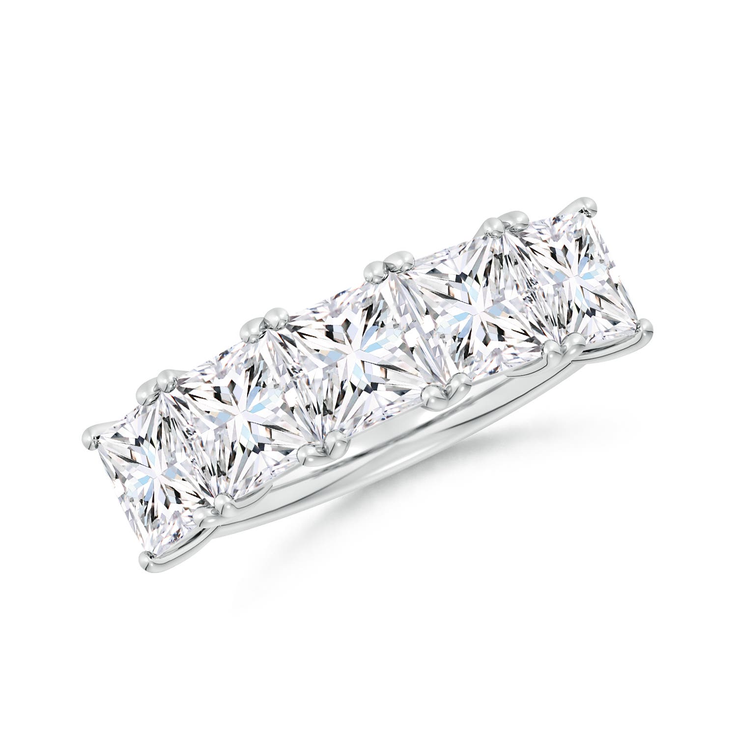 5.5mm FGVS Lab-Grown Princess-Cut Diamond Five Stone Classic Anniversary Band in S999 Silver