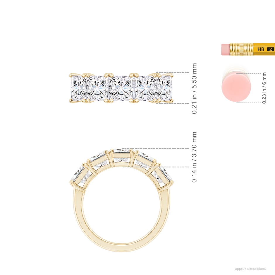 5.5mm FGVS Lab-Grown Princess-Cut Diamond Five Stone Classic Anniversary Band in Yellow Gold ruler