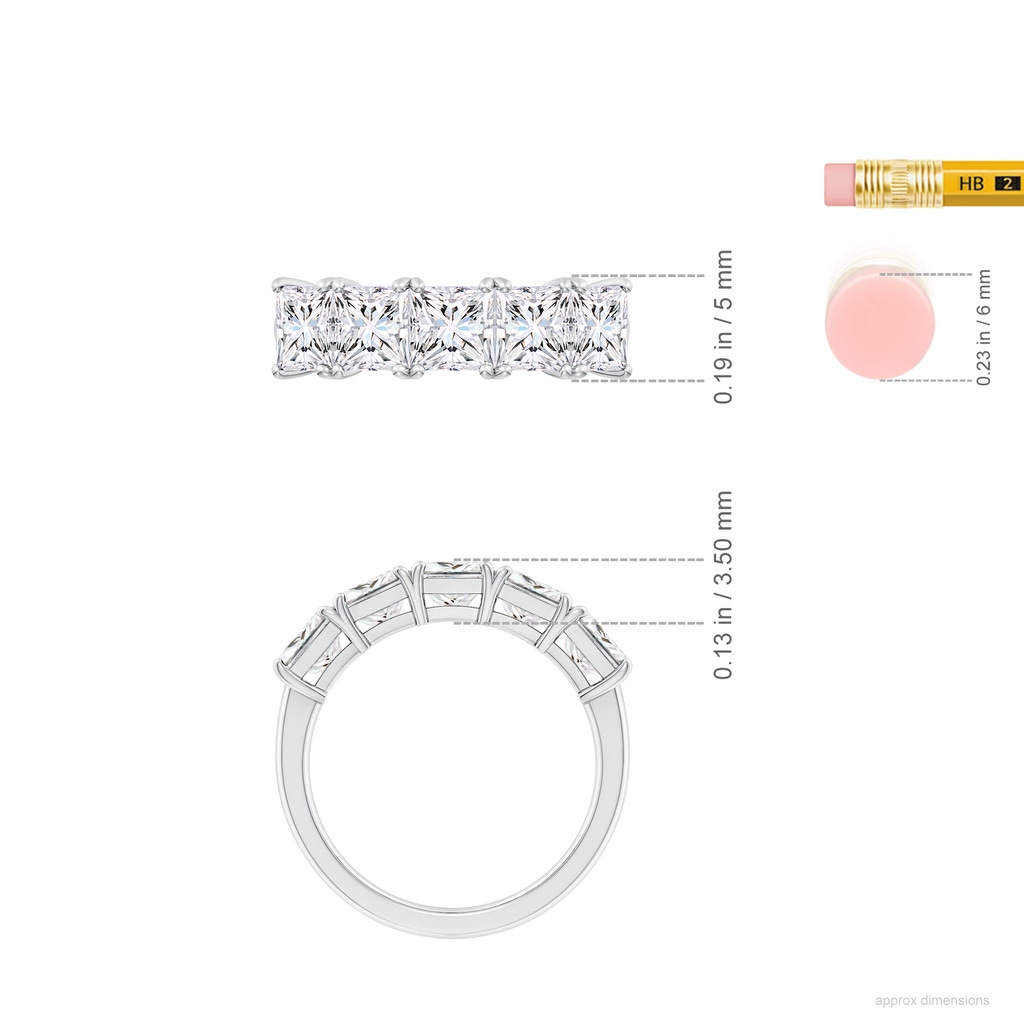5mm FGVS Lab-Grown Princess-Cut Diamond Five Stone Classic Anniversary Band in White Gold ruler