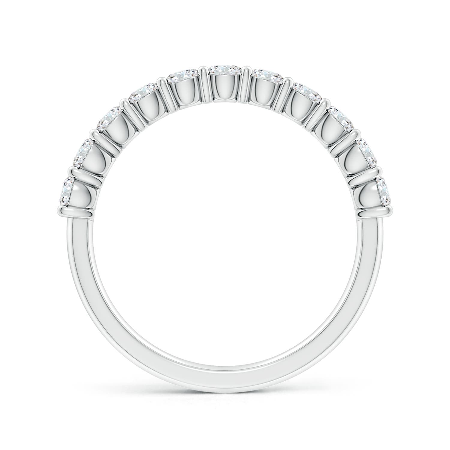 2.75mm FGVS Lab-Grown Prong-Set Round Diamond Half Eternity Wedding Ring in 18K White Gold