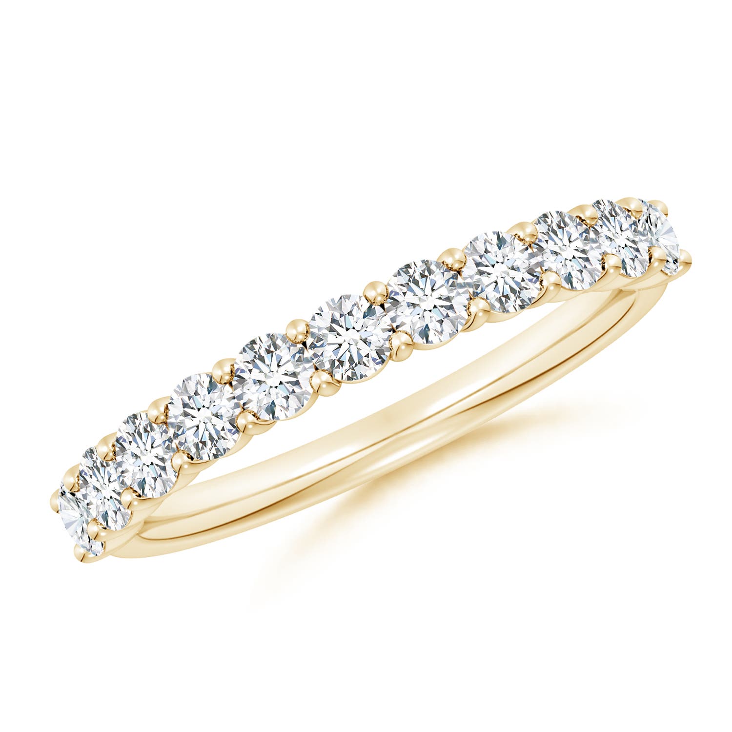 2.75mm FGVS Lab-Grown Prong-Set Round Diamond Half Eternity Wedding Ring in 18K Yellow Gold
