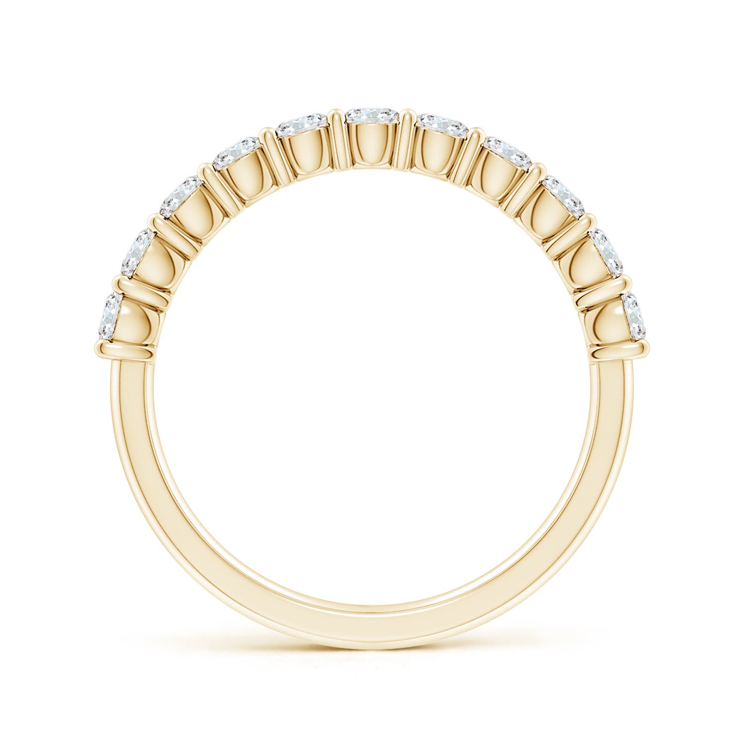 2.75mm FGVS Lab-Grown Prong-Set Round Diamond Half Eternity Wedding Ring in 18K Yellow Gold