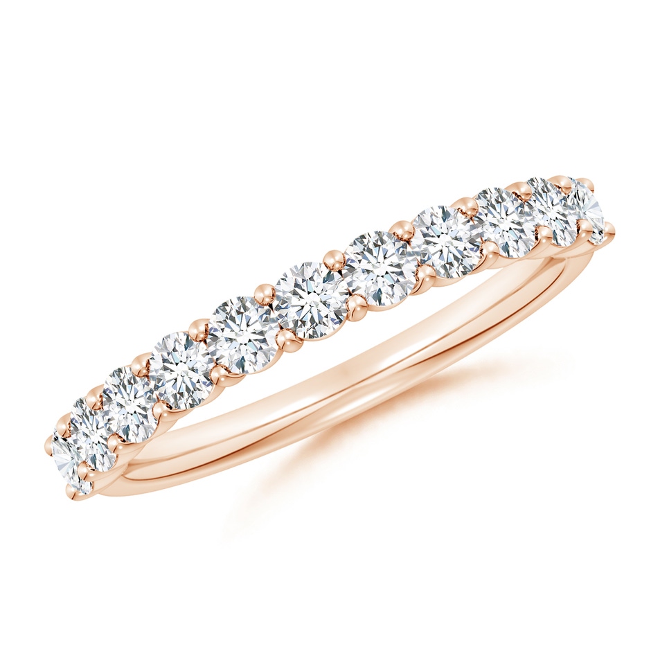 2.75mm FGVS Lab-Grown Prong-Set Round Diamond Half Eternity Wedding Ring in Rose Gold 
