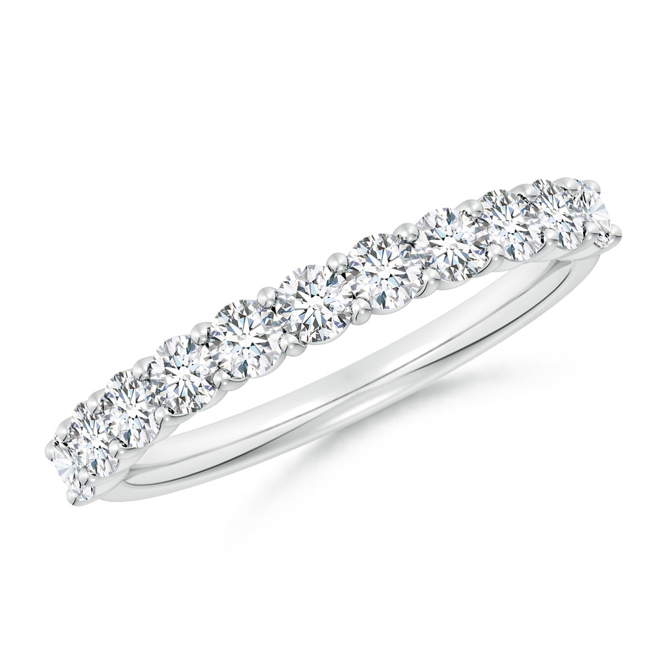 2.75mm FGVS Lab-Grown Prong-Set Round Diamond Half Eternity Wedding Ring in S999 Silver 