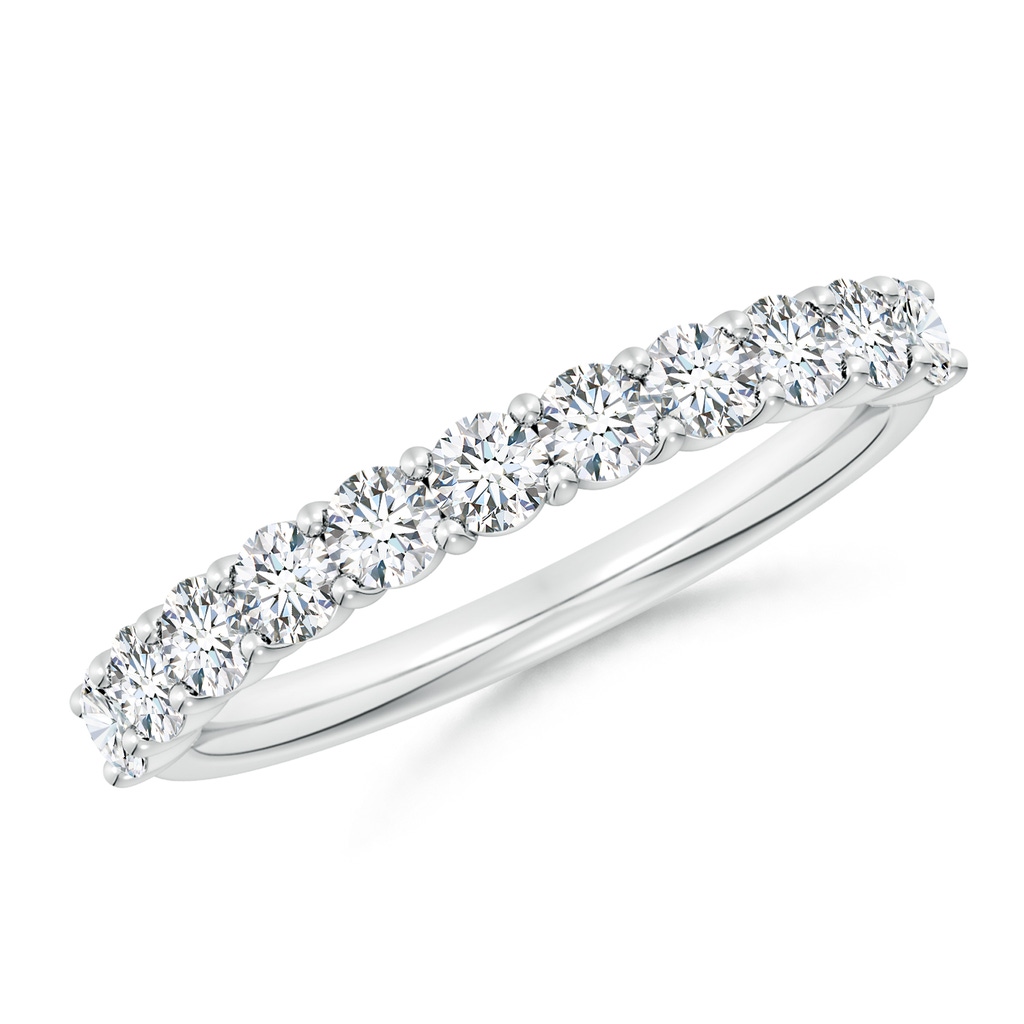 2.75mm FGVS Lab-Grown Prong-Set Round Diamond Half Eternity Wedding Ring in White Gold