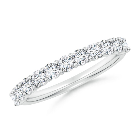 2.75mm FGVS Lab-Grown Prong-Set Round Diamond Half Eternity Wedding Ring in White Gold