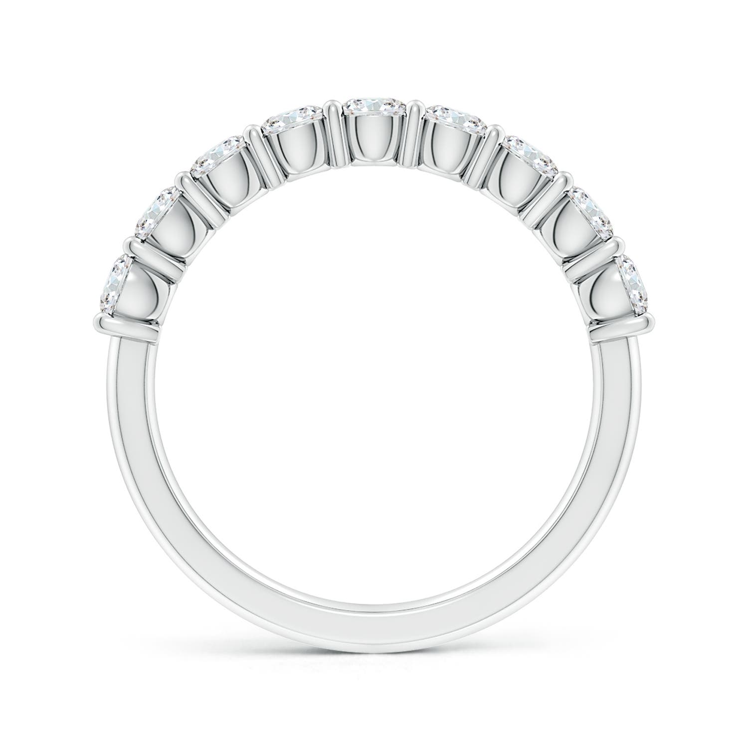 3.2mm FGVS Lab-Grown Prong-Set Round Diamond Half Eternity Wedding Ring in 18K White Gold