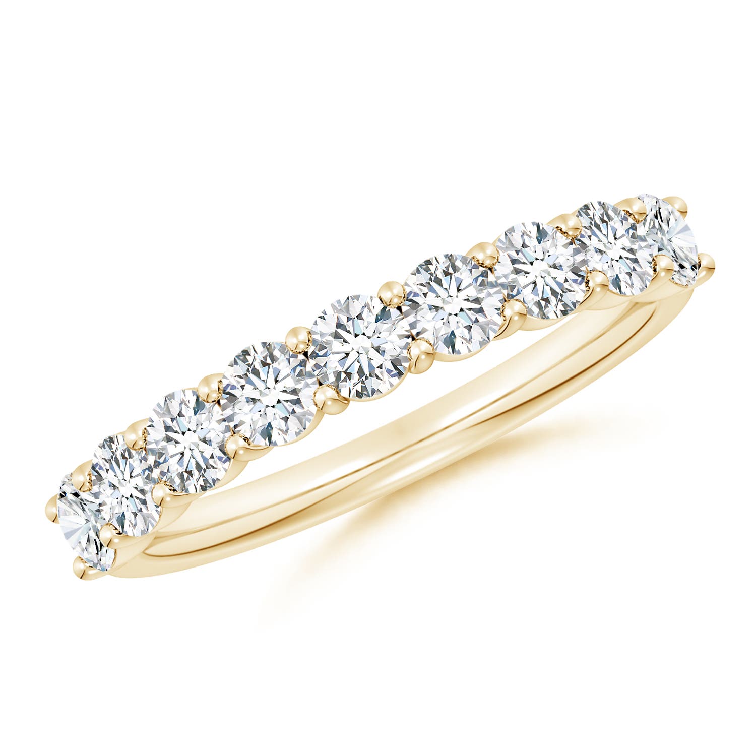 3.2mm FGVS Lab-Grown Prong-Set Round Diamond Half Eternity Wedding Ring in 18K Yellow Gold