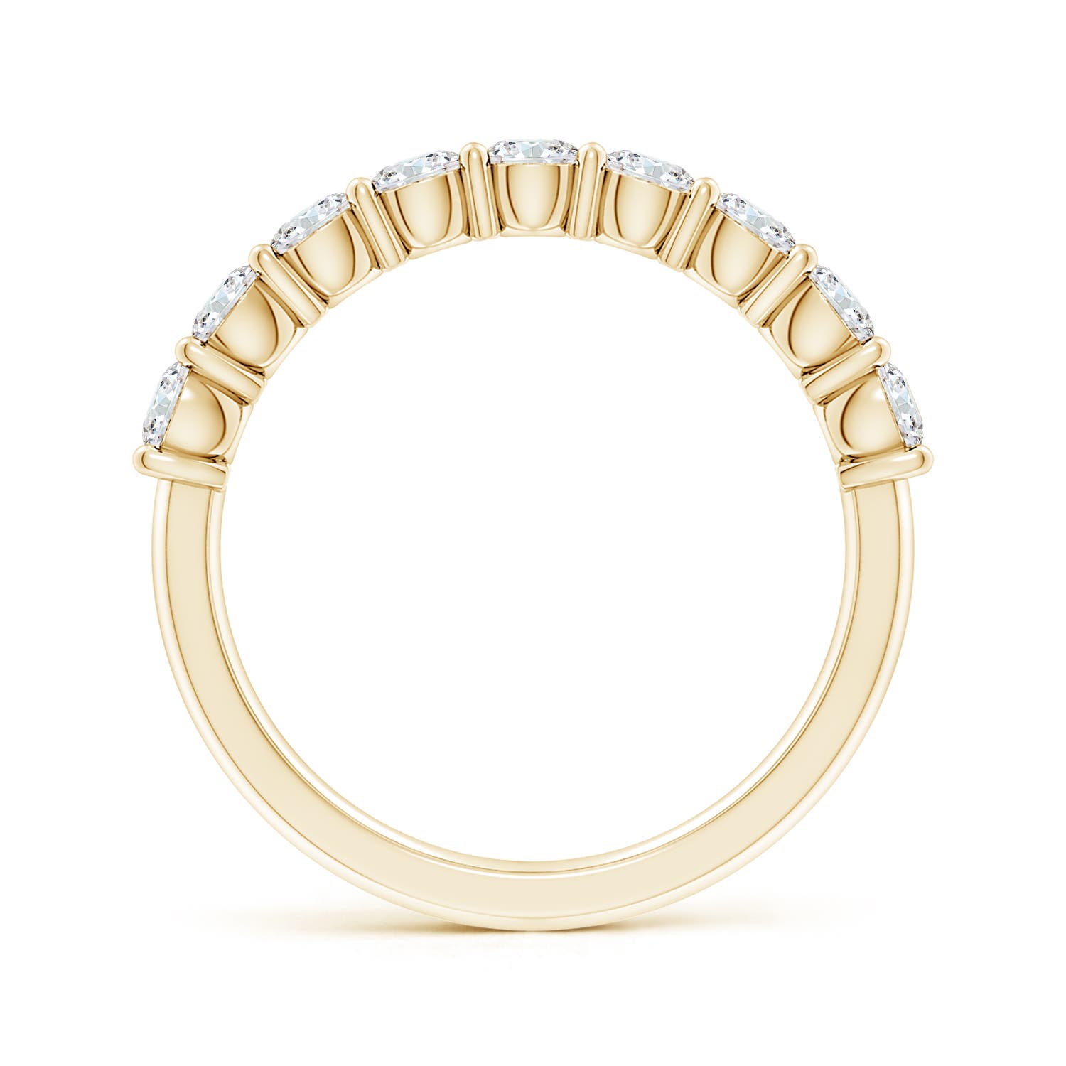 3.2mm FGVS Lab-Grown Prong-Set Round Diamond Half Eternity Wedding Ring in 18K Yellow Gold