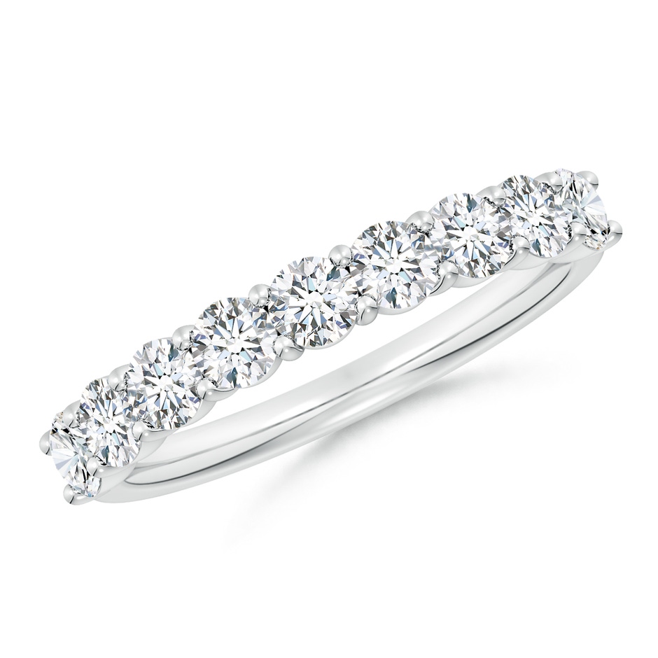 3.2mm FGVS Lab-Grown Prong-Set Round Diamond Half Eternity Wedding Ring in S999 Silver 