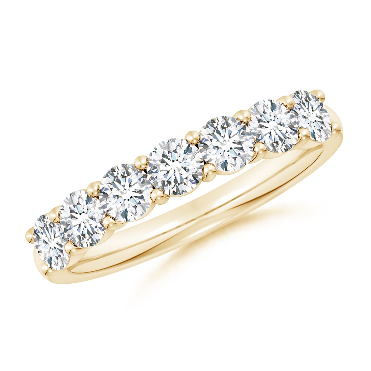 3.6mm FGVS Lab-Grown Prong-Set Round Diamond Half Eternity Wedding Ring in 18CT Yellow Gold