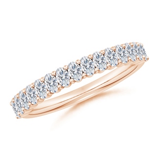 3x2mm FGVS Lab-Grown Prong-Set Oval Diamond Half Eternity Wedding Ring in 10K Rose Gold