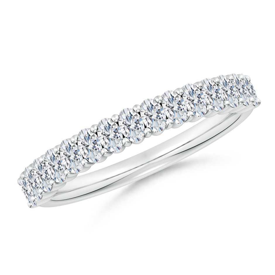 3x2mm FGVS Lab-Grown Prong-Set Oval Diamond Half Eternity Wedding Ring in P950 Platinum 