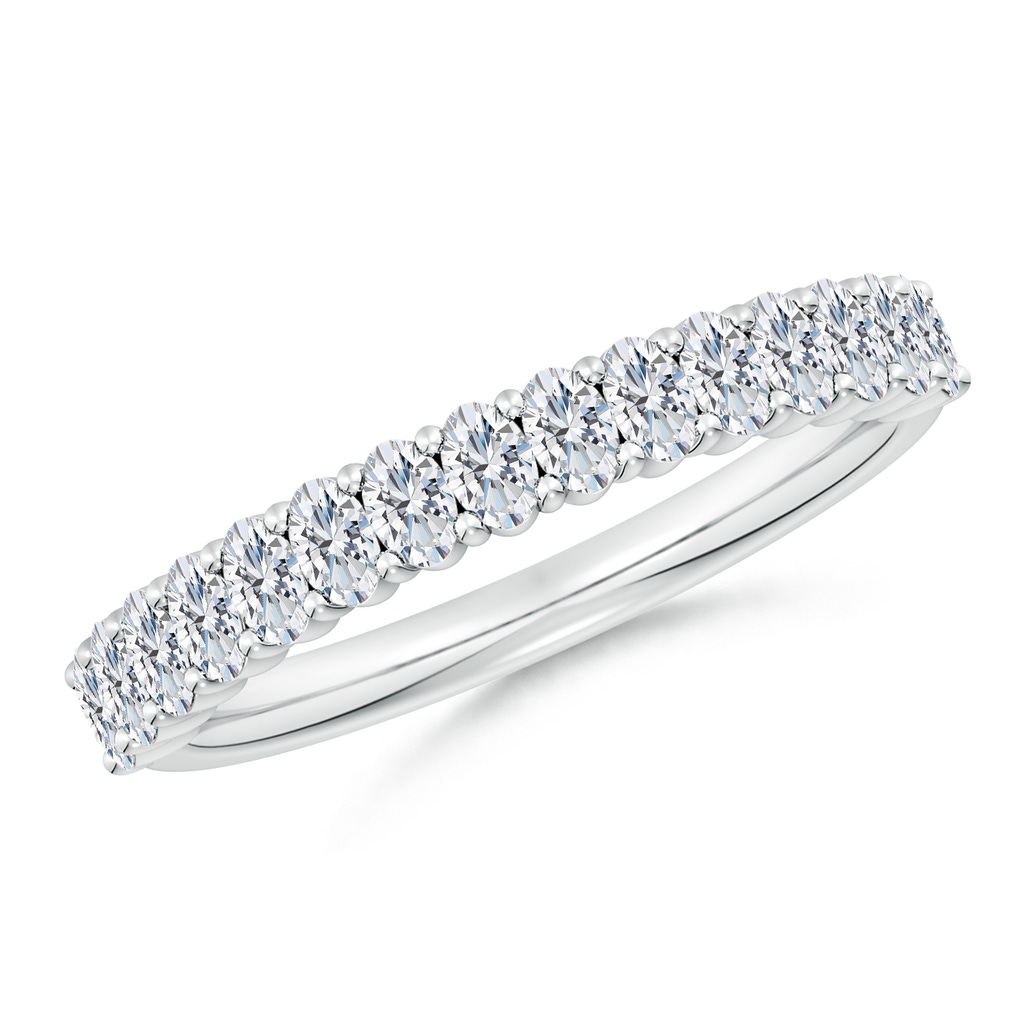 3x2mm FGVS Lab-Grown Prong-Set Oval Diamond Half Eternity Wedding Ring in S999 Silver