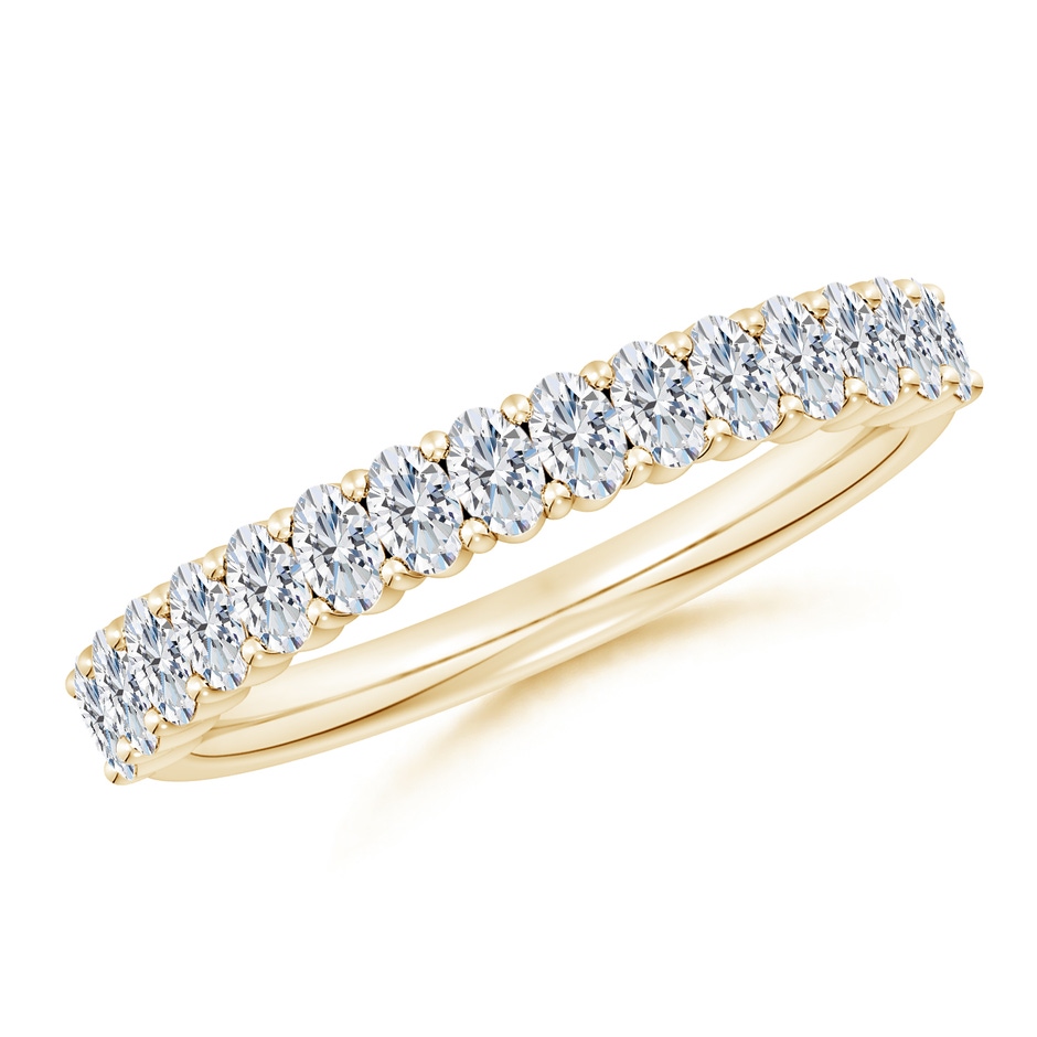 3x2mm FGVS Lab-Grown Prong-Set Oval Diamond Half Eternity Wedding Ring in Yellow Gold 