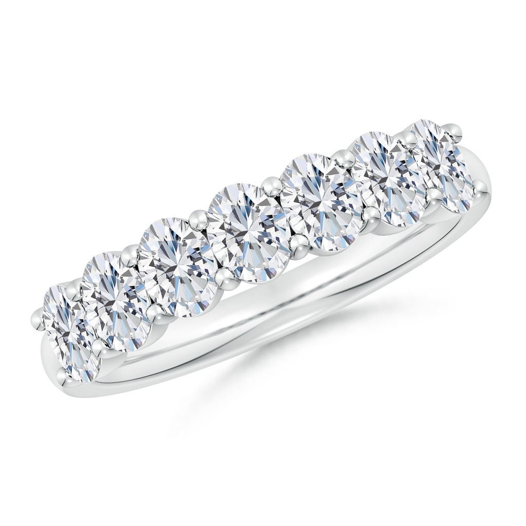 4.5x3.5mm FGVS Lab-Grown Prong-Set Oval Diamond Half Eternity Wedding Ring in White Gold