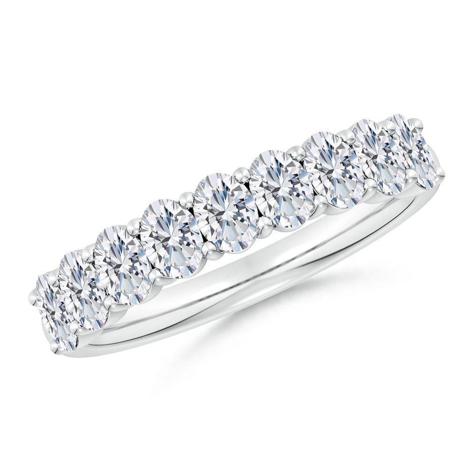 4x3mm FGVS Lab-Grown Prong-Set Oval Diamond Half Eternity Wedding Ring in S999 Silver 