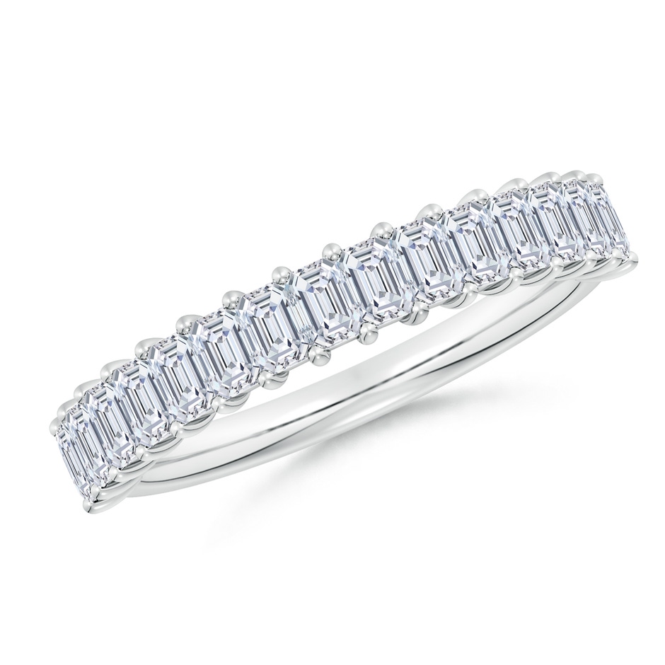 3x2mm FGVS Lab-Grown Prong-Set Emerald-Cut Diamond Half Eternity Wedding Ring in White Gold 