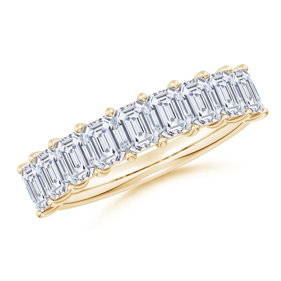 4x3mm FGVS Lab-Grown Prong-Set Emerald-Cut Diamond Half Eternity Wedding Ring in 18K Yellow Gold 