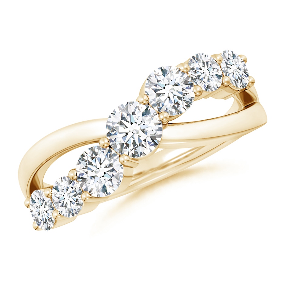 4.25mm FGVS Lab-Grown Graduated Round Diamond Broad Fashion Ring in Yellow Gold 