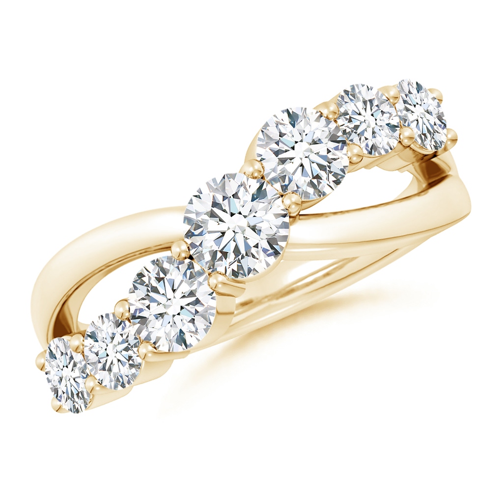 4.5mm FGVS Lab-Grown Graduated Round Diamond Broad Fashion Ring in Yellow Gold